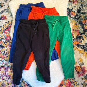 Lot of Primary Kids Colorful Jogger Pants Set - size 5 green blue orange black